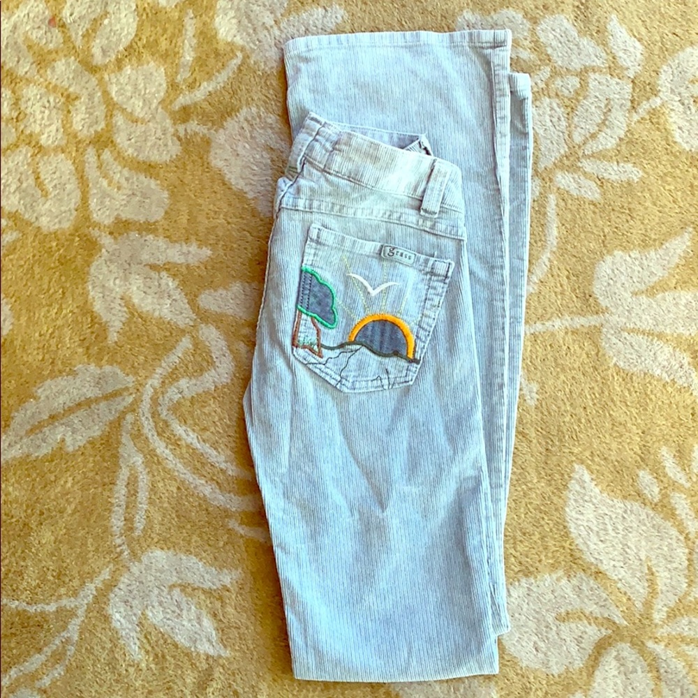 Embroidered Grass LA corduroy size 24 flare pants